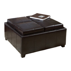 50 Most Por Tray Top Ottoman For 2018 Houzz Gdfstudio Harley Leather Espresso Tray Top Storage Ottoman Footstools And Ottomans