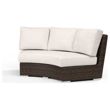 Montecito Curved Loveseat, Canvas Natural With Self Welt