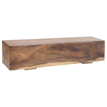Contemporary Brown Wood Bench 37828