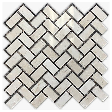 Crema Marfil Honed 2x4 Herringbone Marble Mosaic