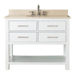 Avanity Corporation - Avanity Brooks 43" Vanity With Galala Beige Marble Top, White Finish - Bathroom Vanities And Sink Consoles