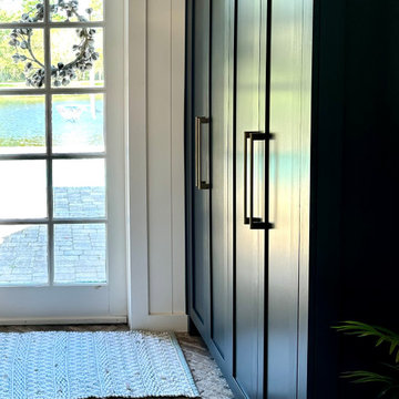 Custom Mudroom Storage Cabinets with Floor to Ceiling Shaker Doors