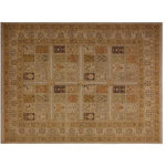 Bareens Designer Rugs - Turkish Knotted Istanbul Gary Tan/Brown Wool Rug - 8'5'' x 9'10'' - Designed with a mesmerizing intricate traditional motif this glorious hand knotted rug is a masterpiece that will fill any space with sophistication and grace. An exhilarating color pallet with an elaborate design, this masterpiece features luxurious hand spun wool with all vegetable dyes to add comfort and style to your decor. The design, color and beautiful chromatic composition with a sheen in traditional and transitional designs, exude beauty, elegance and quality make this rug a masterpiece of its own.