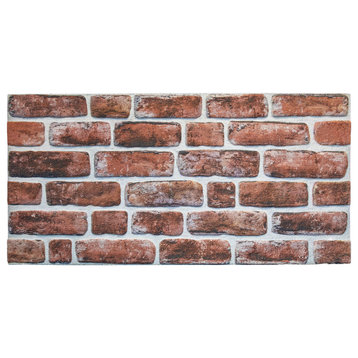 Faux Brick 3D Wall Panels, Mahogany, Set of 10, Covers 54 sq ft