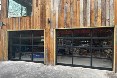 Custom Black Glass Garage Doors