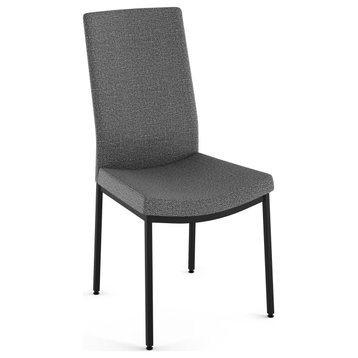 Amisco Torres Dining Chair, Grey Woven Fabric / Black Metal