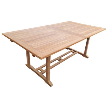 Teak Wood Santa Ana Rectangular Double Extension Dining Table, 78" to 118"