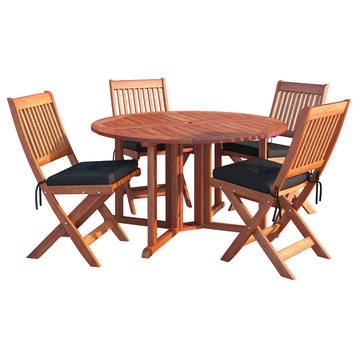 CorLiving Miramar 5-Piece Cinnamon Brown Hardwood Outdoor Folding Dining Set