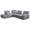 Dana Modern Light Gray Fabric Sectional Sofa and Ottoman