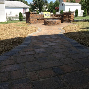 Fire pit, wall of seats, patios, & Walkway Installation in Hanover, PA