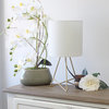 Down to the Wire Table Lamp with Fabric Shade, Gold with White Shade