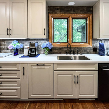 Two Tone White and Wood Kitchen