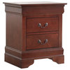 Louis Philippe 2-Drawer Nightstand (24 in. H X 21 in. W X 16 in. D), Cherry