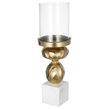 Anita Candle or Candle Holder, Gold/White