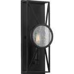Progress Lighting - Cumberland Collection 1-Light Black Wall Sconce - Experience the sense of shelter, warmth, and protection offered by the mountain modern glow of this wall sconce. Let wandering eyes hungry for a satisfying lighting experience satiate their appetites as their gaze feasts upon the artistic yet playful tic-tac-toe pattern intricately weaved into the matte black frame. A signature seeded glass pane fosters a gazing window design that grants the light fixture a rustic, modern cabin vibe.