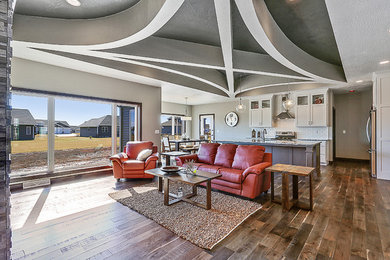Example of a transitional living room design in Other