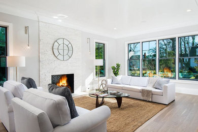 Minimalist living room photo in New York