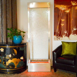 6' Gardenfall Clear Glass and Brushed Stainless Steel Frame with LED Lights - Indoor Fountains