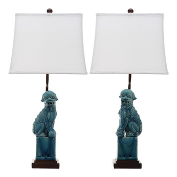 Safavieh Foo 28.5" High Dog Table Lamps, Set of 2, Blue