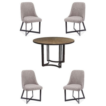 Home Square 5-Piece Set with Dining Table and 4 Dining Chairs in Black