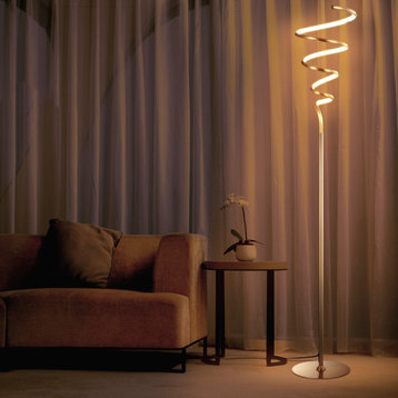 Scribble 60.5" Modern Metal Integrated LED Floor Lamp, Gold