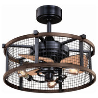 Humboldt Farmhouse Cage Ceiling Fan With LED Light Kit Remote, Oil Rubbed Bronze