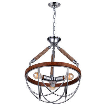 Parana 3 Light Down Chandelier With Chrome Finish