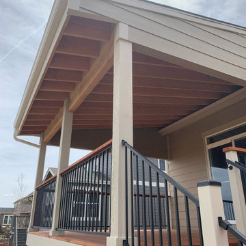 Heart Redwood Deck with Shed Roof Cover in Meridian Ranch