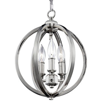 Corinne 3-Light Globe Pendant 14", Polished Nickel