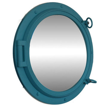 Decorative Ship Porthole Mirror, Light Blue, 24"