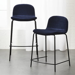 Primitivo Blue Velvet Bar Stools | CB2 - Baby And Kids