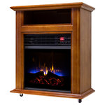 Comfort Glow - Comfort Glow QF4561R Electric Quartz Fireplace - Instant warmth & charm is what this Comfort Glow Mobile Electric Fireplace provides. This fireplace's ambient tri-color flame and french walnut cabinet will fit into any room's decor. Built-in casters allow for easy mobility. The included full function remote allows convenient control of the built-in thermostat and power selections.