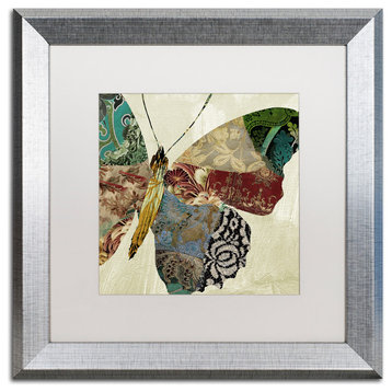 Color Bakery 'Butterfly Brocade II' Art, Silver Frame, White Matte, 16"x16"