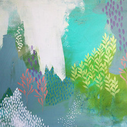 Wattle and Ferns by Clair Bremner - Paintings
