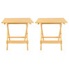 Portable Solid Wood Folding Side Table 2-Piece Set, Natural