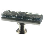 Glass Storm Studios - Silver Handmade Glass, Oblong Knob - Textured and layered glittering silver glass. All our products are handmade to order.  Important: Do not use an electric drill or electric screwdriver.