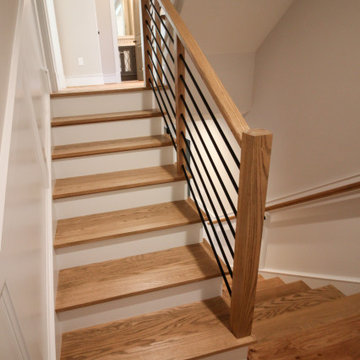 Project #83 | U-Shaped Staircase with Horizontal Black Rod Railing