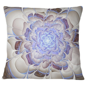 Fractal Flower in Light Blue Digital Art Floral Throw Pillow, 18"x18"