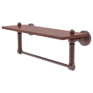 Waverly Place 16" Solid Wood Shelf and Towel Bar, Antique Copper