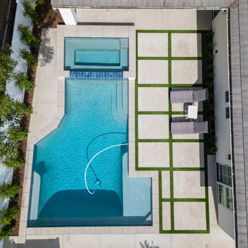Clean Lines from Above: Spa + Pool Harmony
