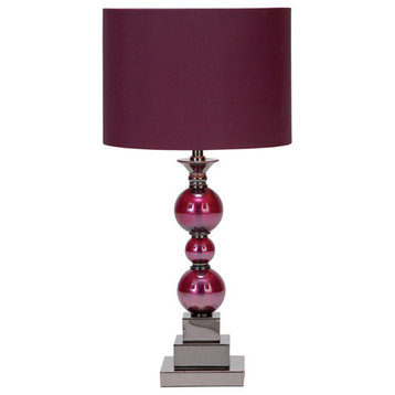 Urban Designs Loft Chic Metal And Glass Table Lamps, Set of 2 Purple Red