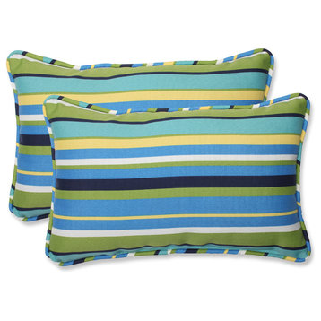 Topanga Stripe Lagoon Rectangular Throw Pillow, Set of 2