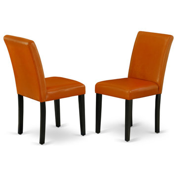 Set of 2 Abbott Parson Chair-Black Leg, Pu Leather Baked Bean