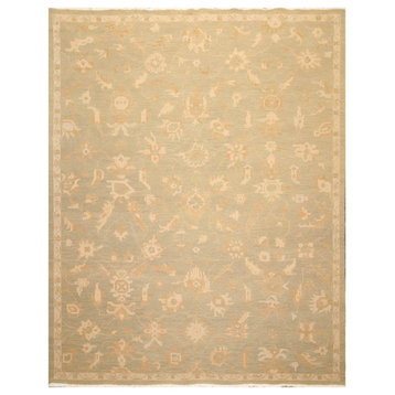 7'7''x9'9'' Hand Knotted Wool Taupe Area Rug Sage, Beige