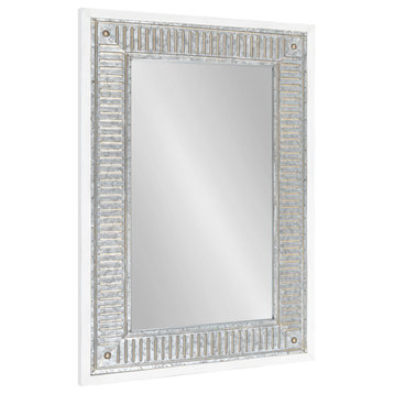 Deely Wood and Metal Wall Mirror, White 20x29.75