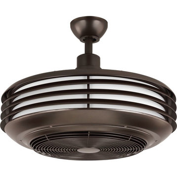 Sanford 24" Enclosed Indoor/Outdoor Ceiling Fan, LED Light, Architectural Bronze