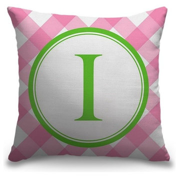"Letter I - Circle Plaid" Outdoor Pillow 20"x20"