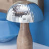 Modern Stainless Steel Mushroom Decor With Wooden Stalk, 11"