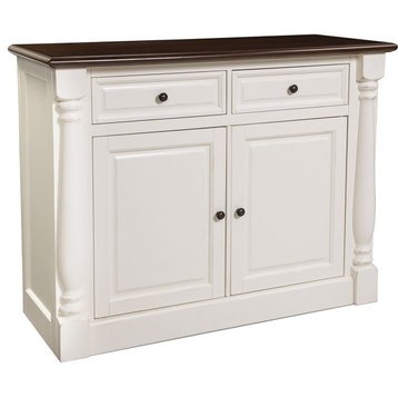 Traditional Kitchen Island, White Painted Body With Cabinet and Storage Drawers