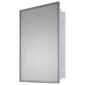 Deluxe Series Medicine Cabinet, 20"x30", Stainless Steel Frame, Recessed